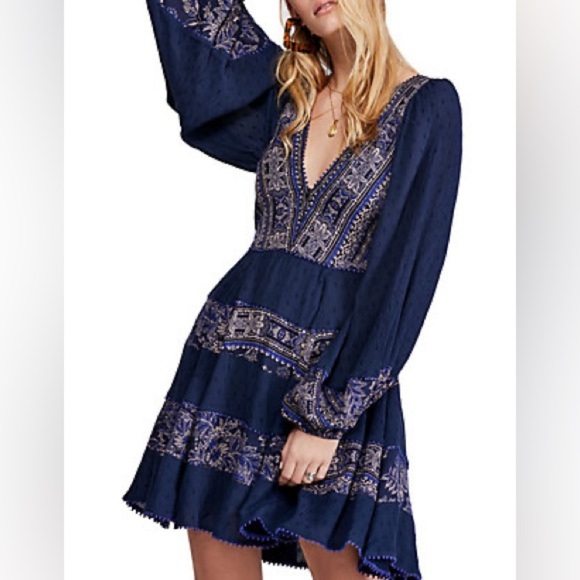 FREE PEOPLE My Love Mini Peasant Dress EUC Size - S - Picture 4 of 14